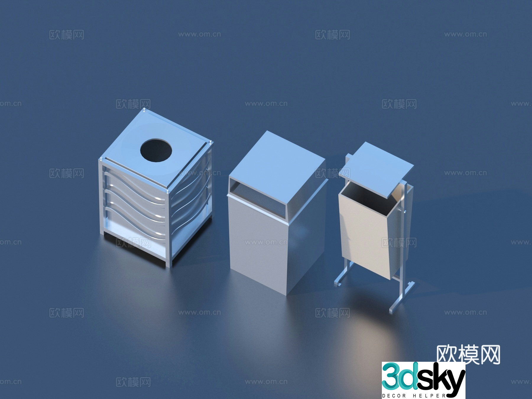 Recycling bin Trash Can Sketch 3D Model