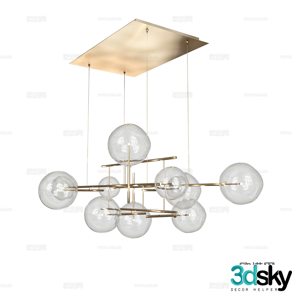 Modern light luxury decorative chandeliers 3d model
