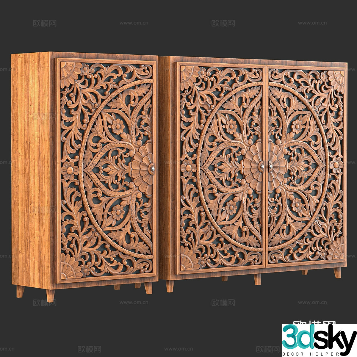 Chinese style chest of drawers side cabinet low cabinet 3D model