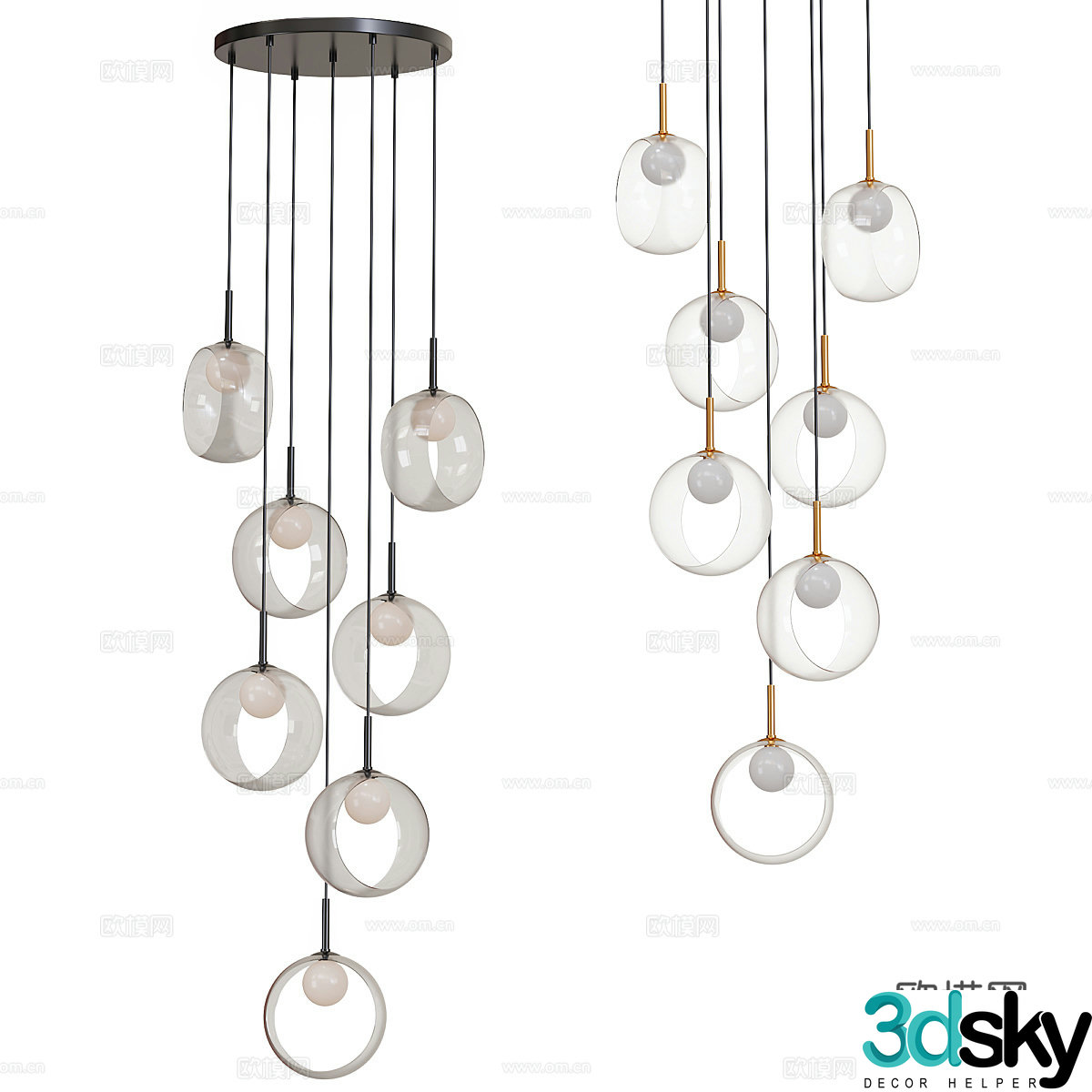 Modern Italian minimalist craft chandelier 3d model