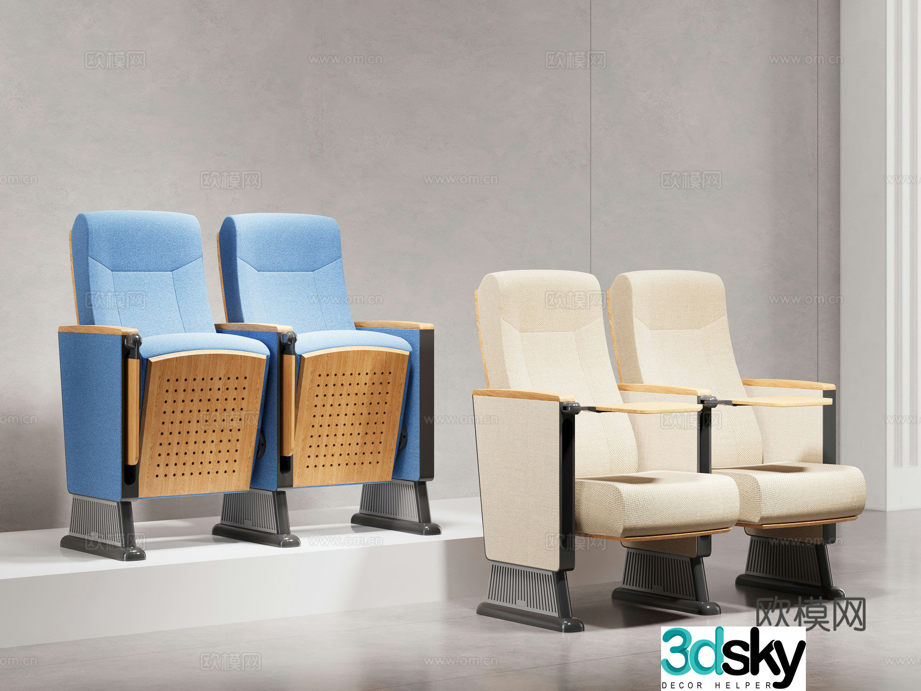 Modern simple auditorium chair cinema chair row chair theater chair ladder classroom chair lecture hall conference chair armrestand belt 3D model