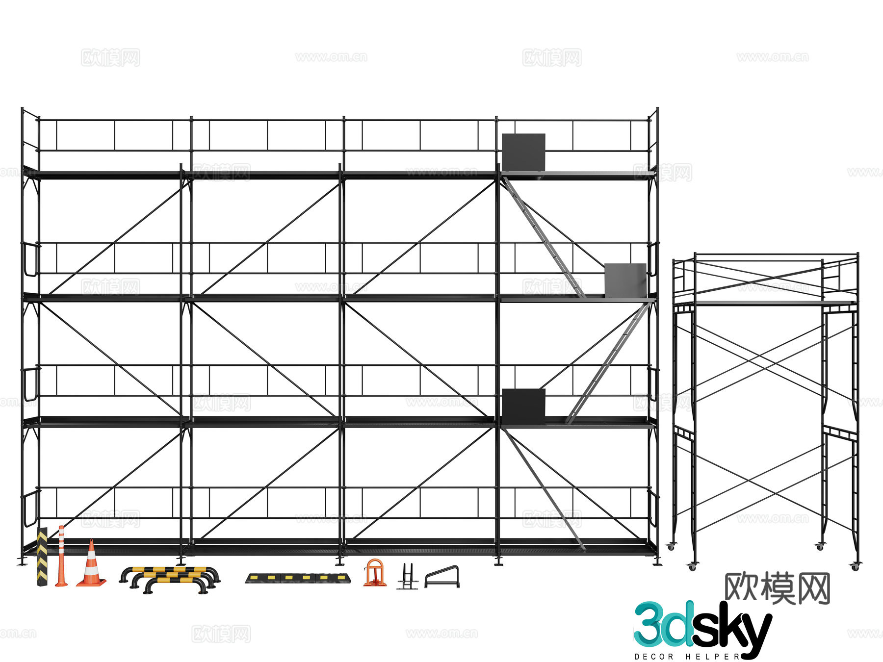 Modern construction equipment building scaffolding safety frame 3d model