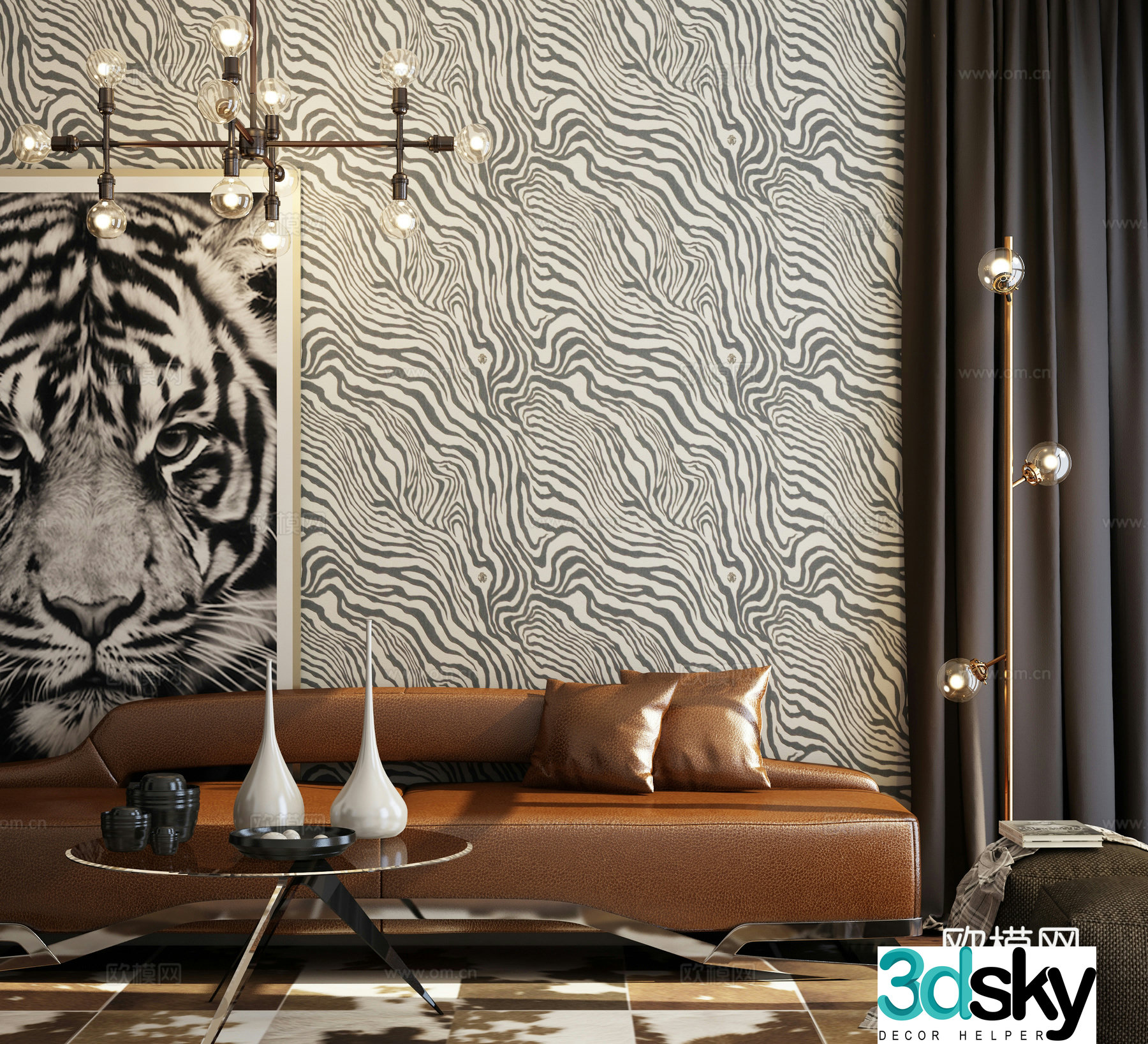 Modern sofa decoration chandeliers 3d model