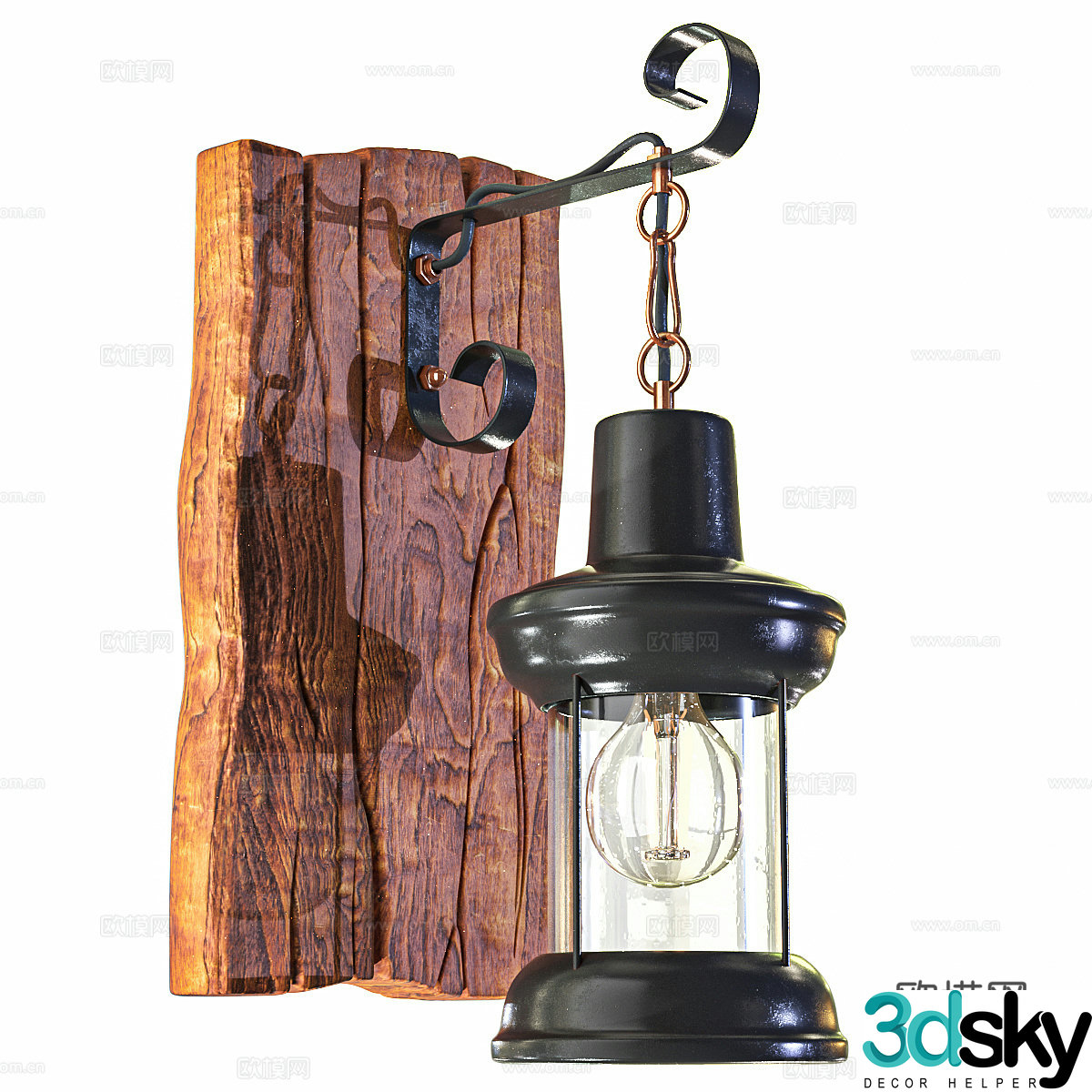 American retro wall light 3d model