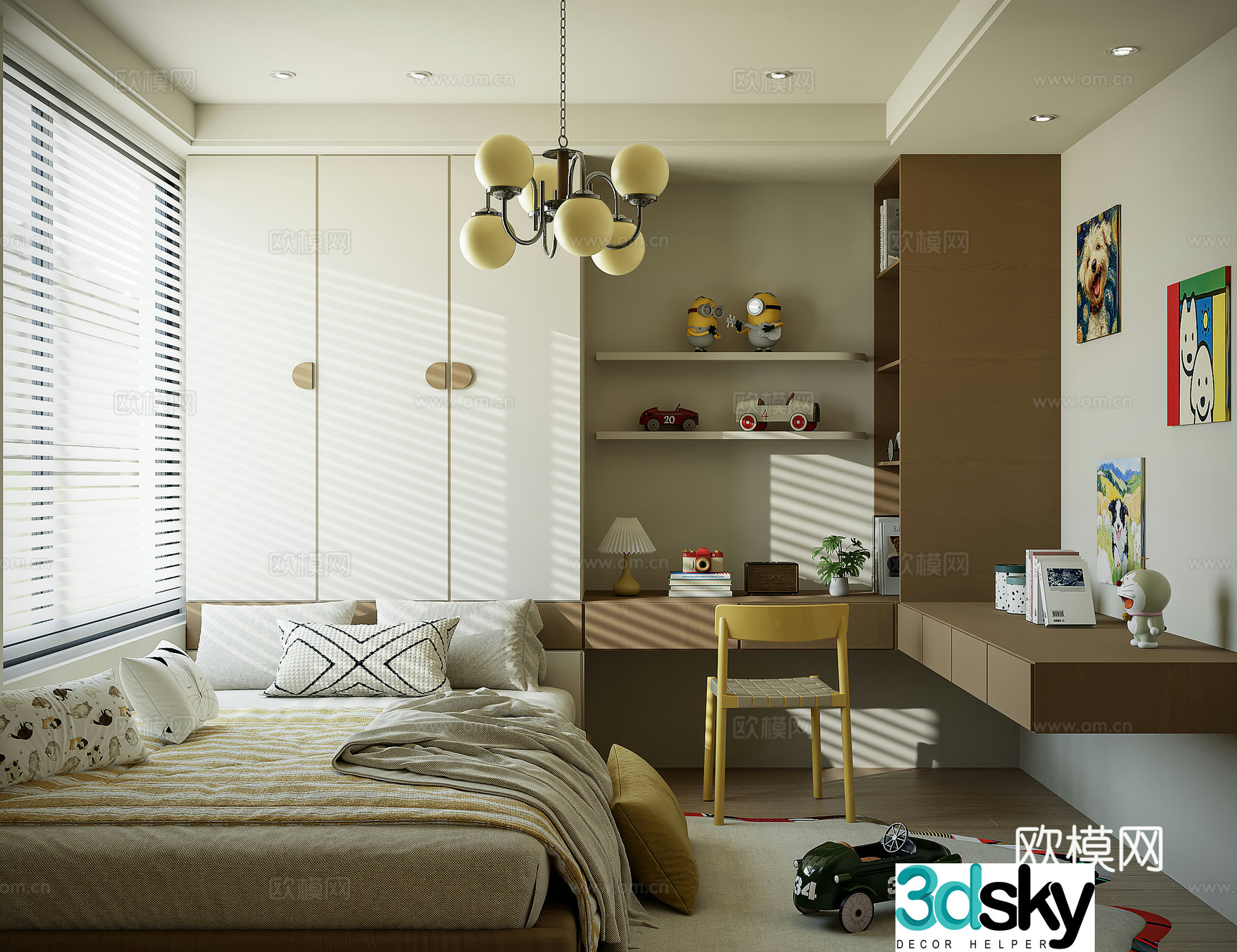 Modern tatami bedroom 3d model