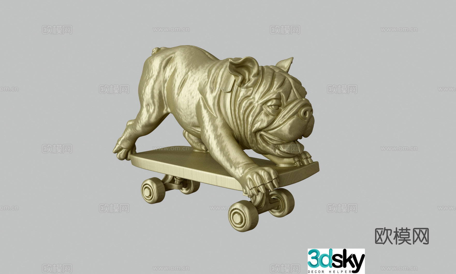 Modern Metal Dog Sculpture 3d Model