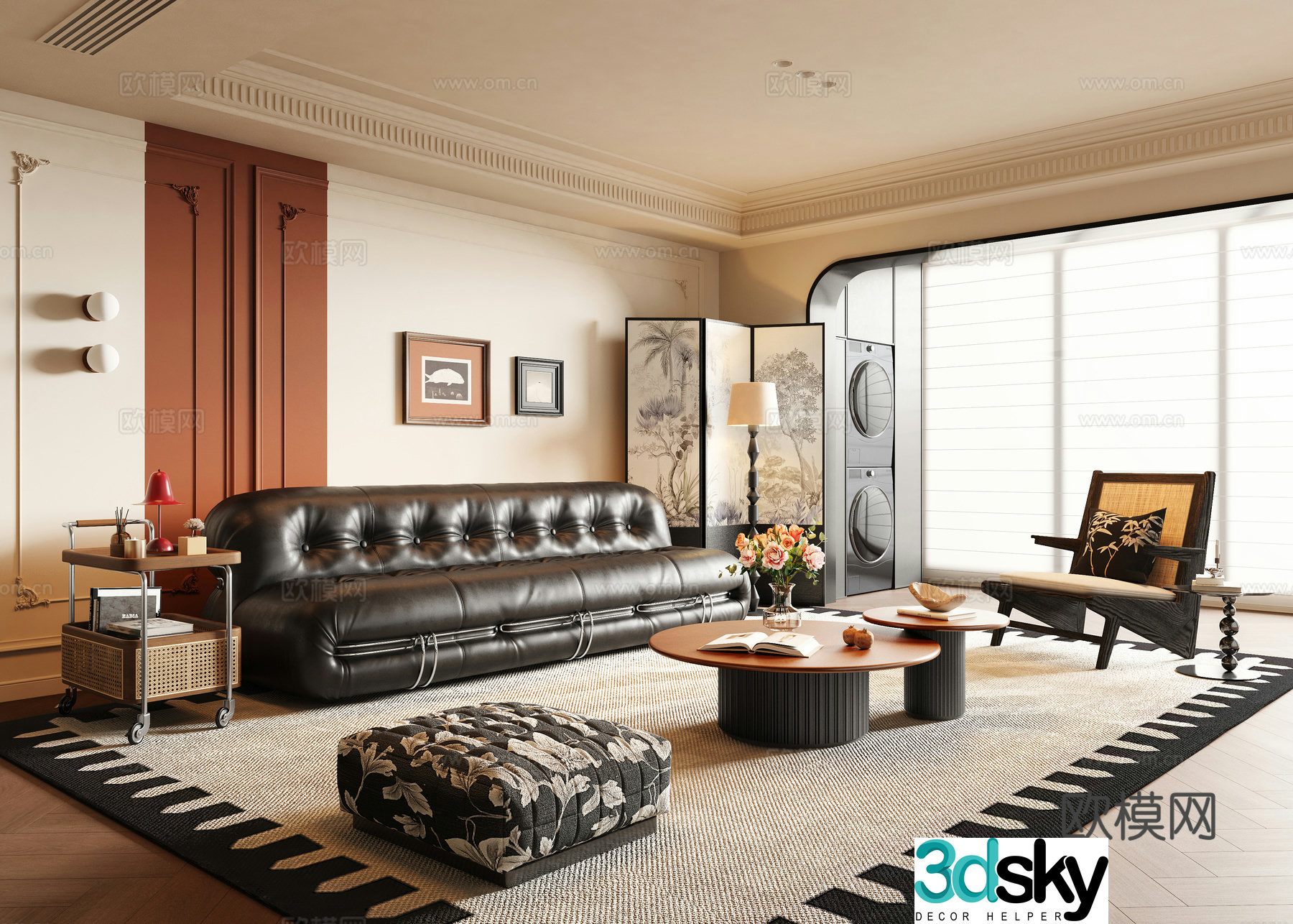 French medieval style living room 3d model