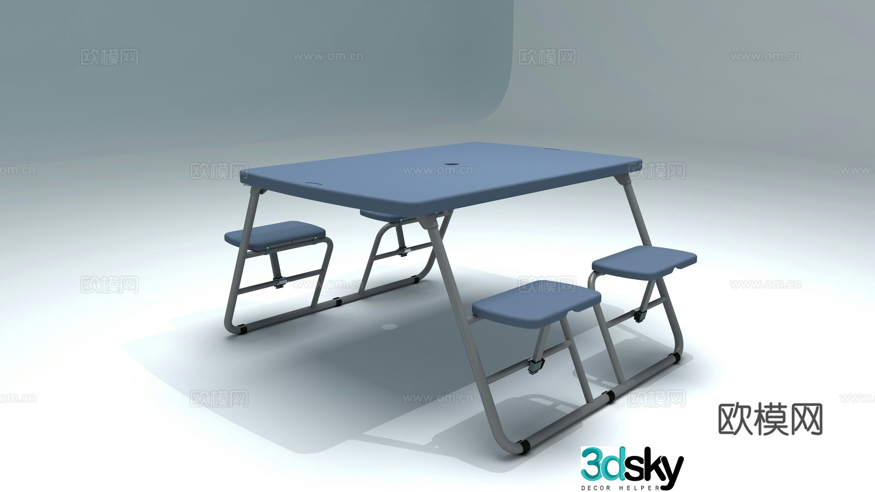 Outdoor plastic table and chair 3d model