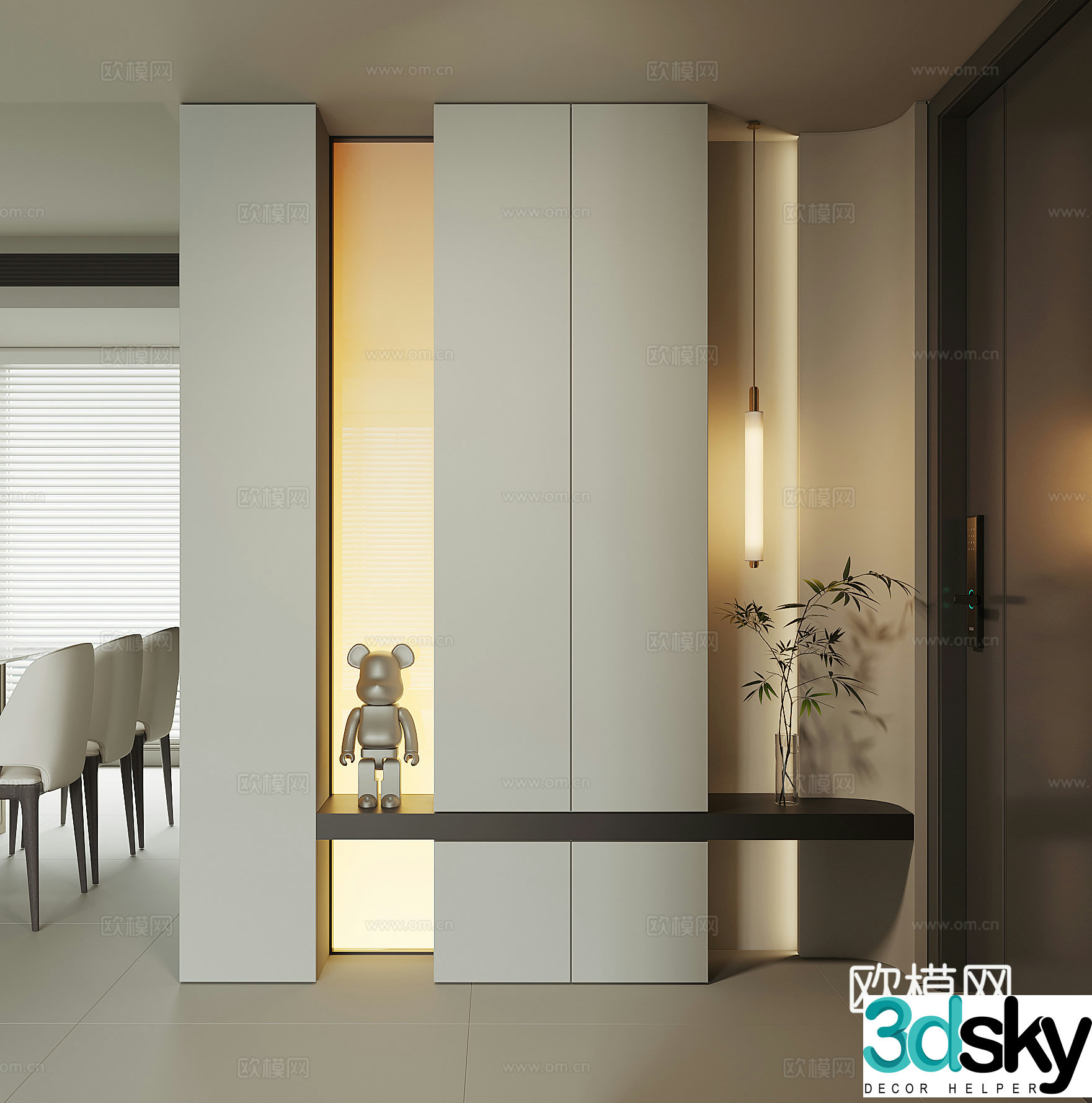 Modern home entrance shoe cabinet 3D model