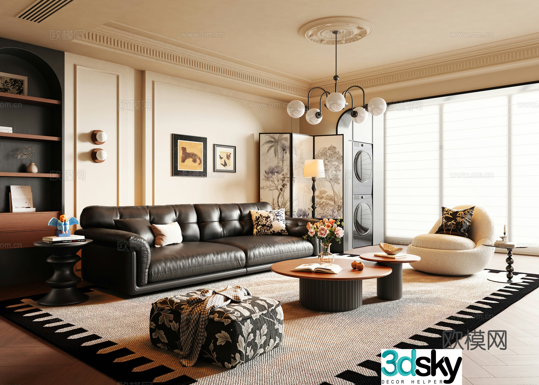 French medieval style living room 3d model