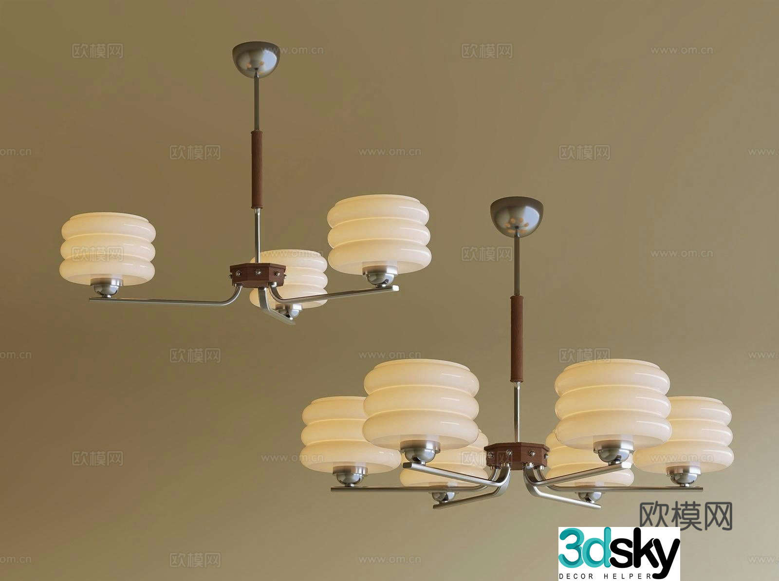 Modern French living room chandeliers_Middle chandeliers_Bauhaus chandeliers_Multi-head chandeliers 3D model