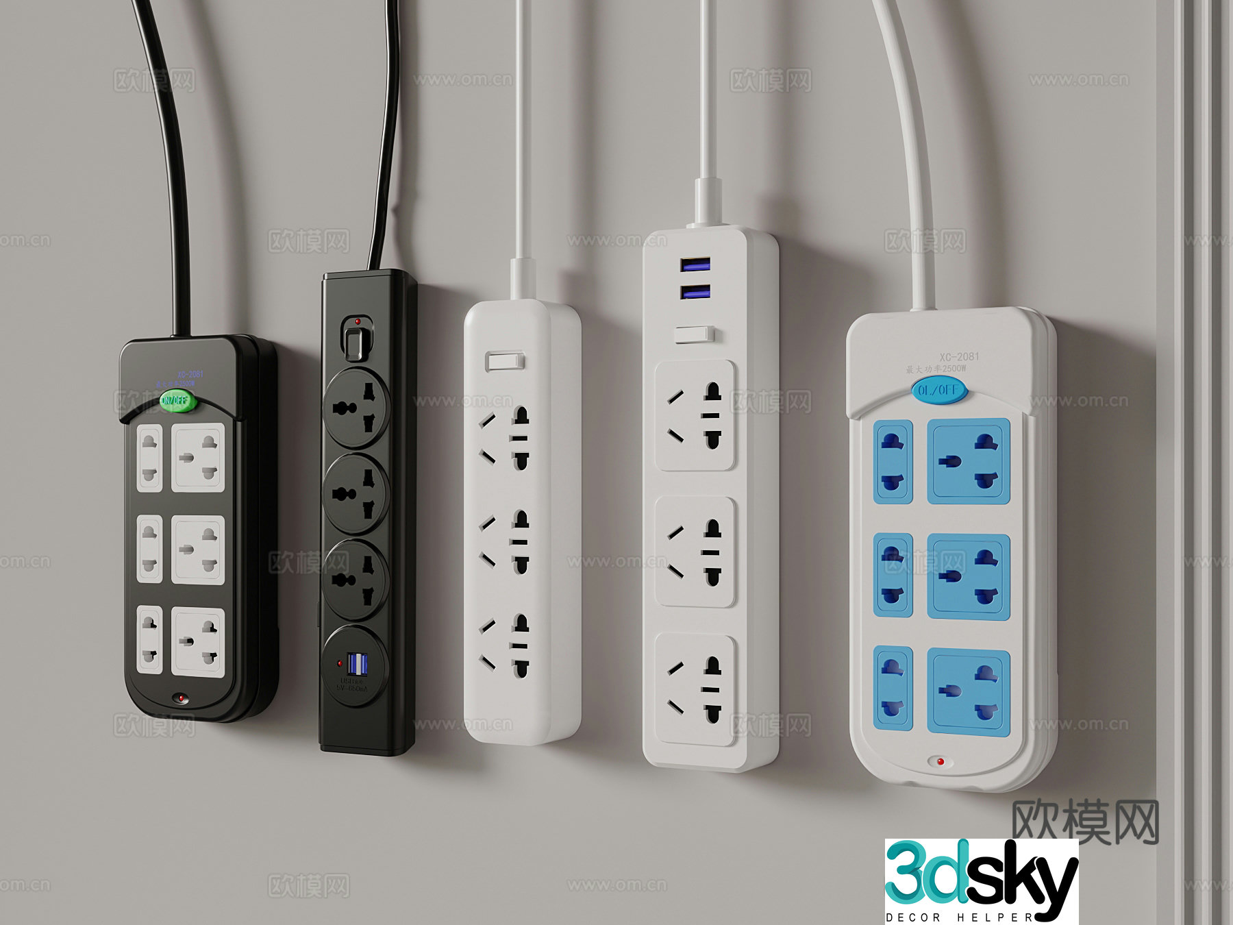 Modern socket plug-in multifunctional socket 3d model