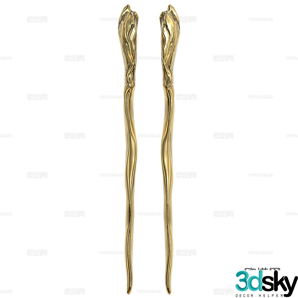 Metal handle Light luxury handle Golden metal handle Creative door handle 3D model