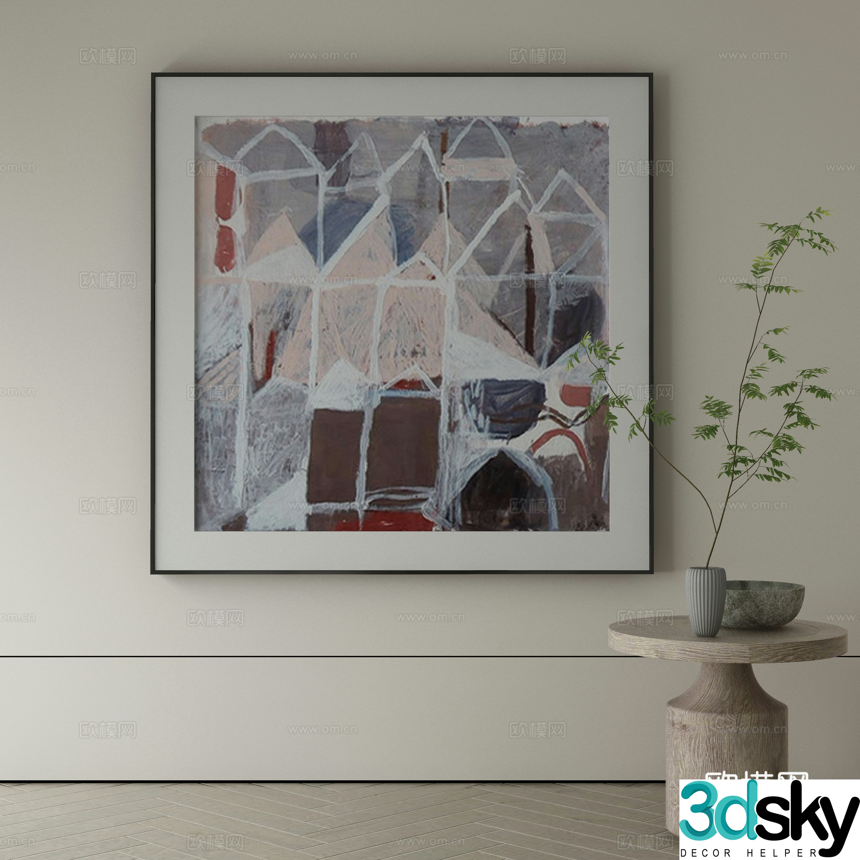 Modern Wasabi Hanging Painting Oil Painting 3D Model