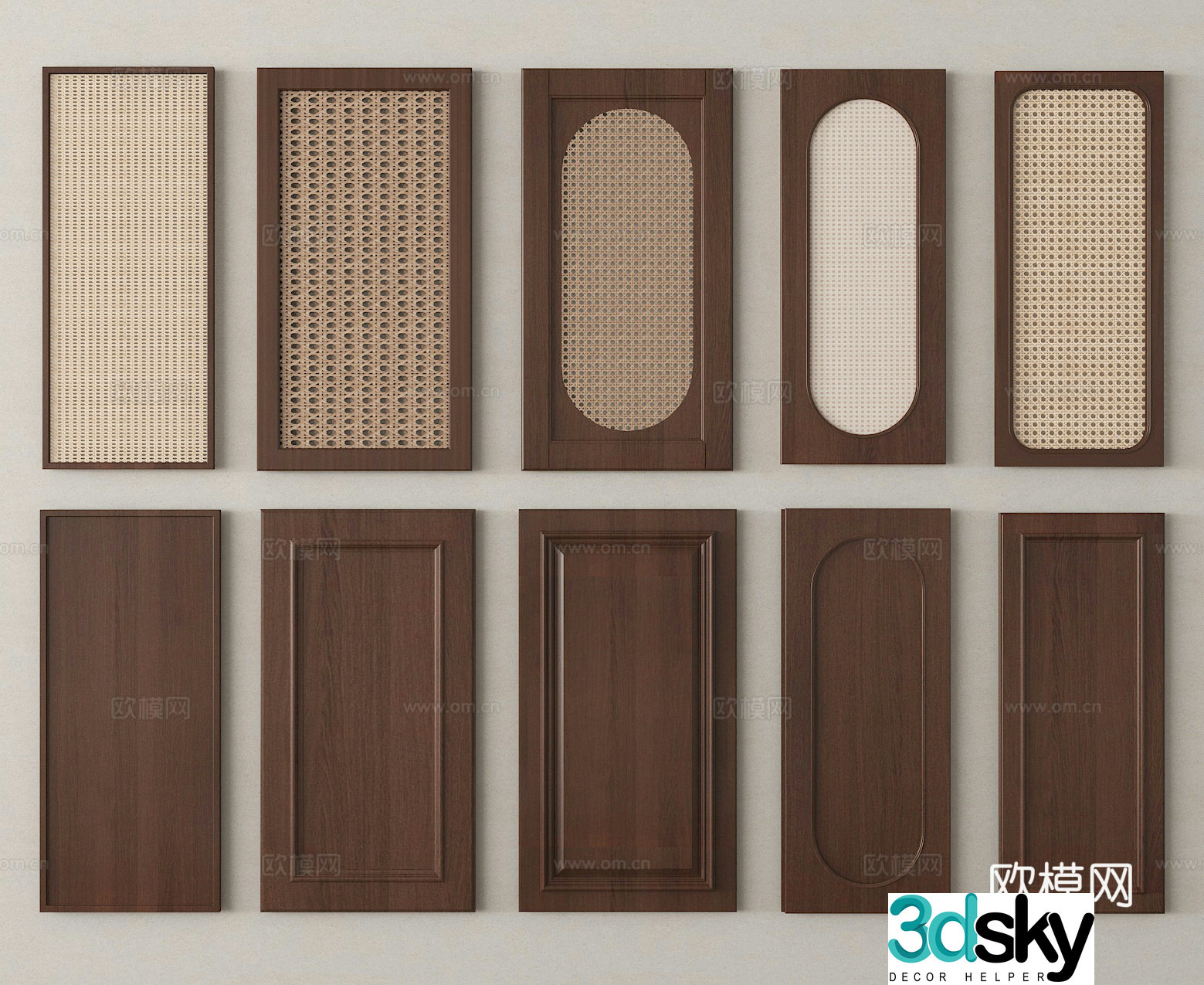 Door panel rattan door panel cabinet board 3D model