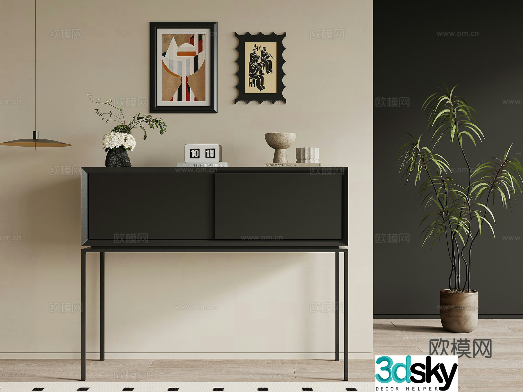 Entrance cabinet modern side cabinet end view cabinet 3D model