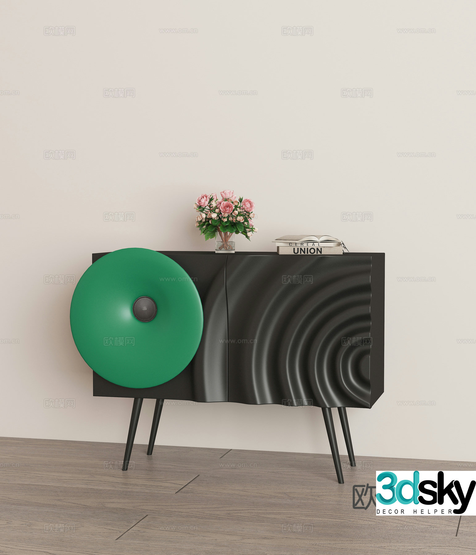 Modern retro end view cabinet 3d model