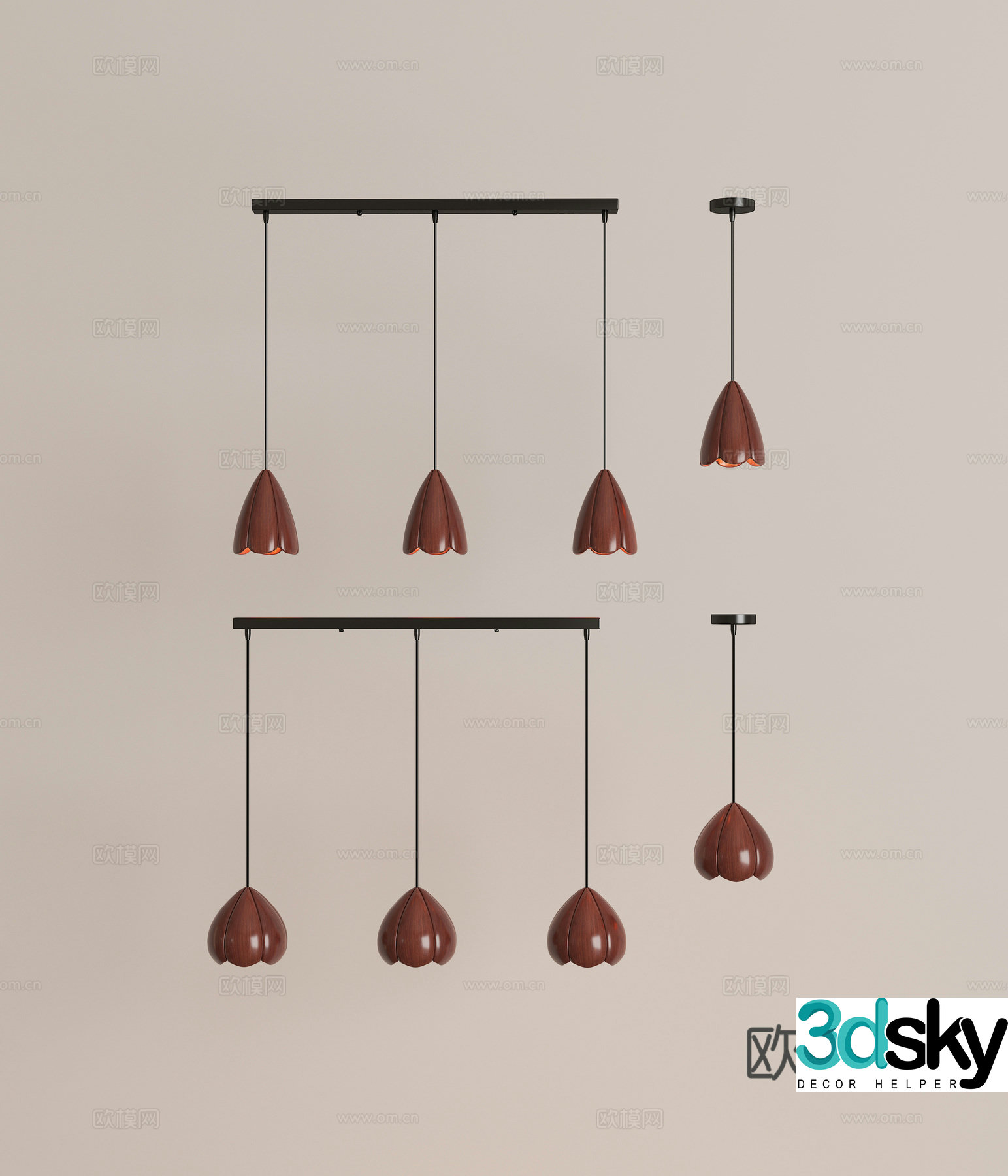 Modern minimalist sling combination 3D model