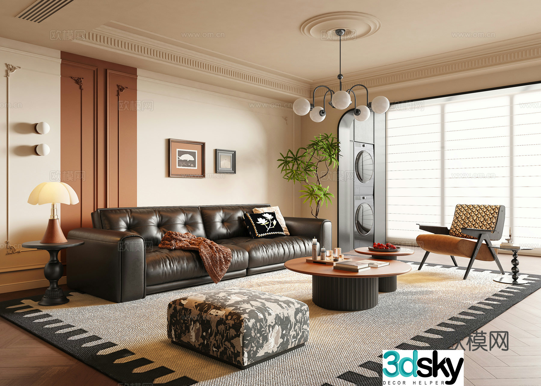French medieval style living room 3d model