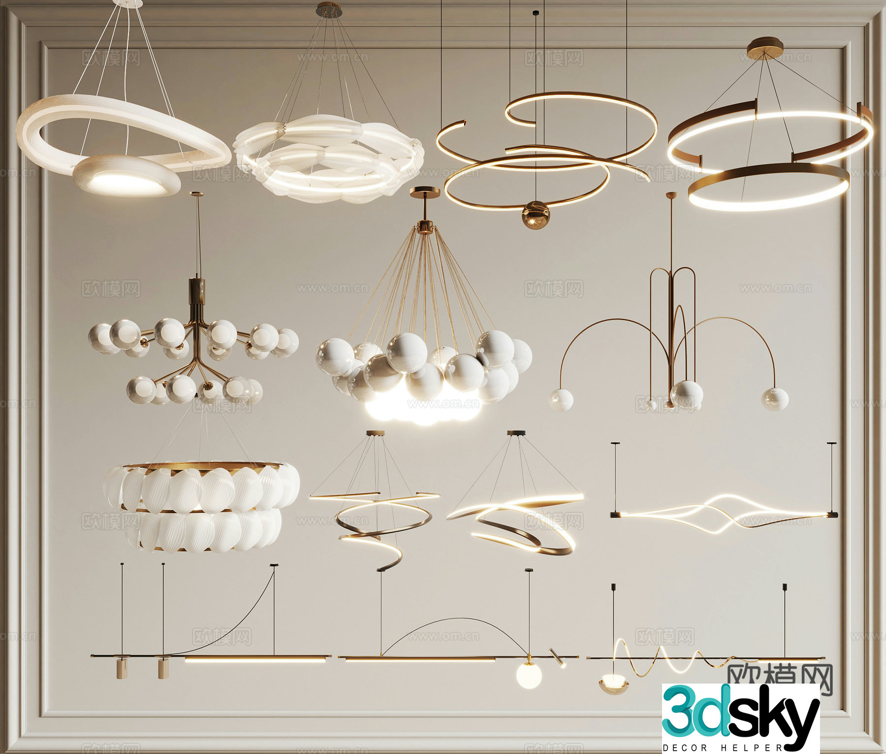 Modern chandelier combination 3d model