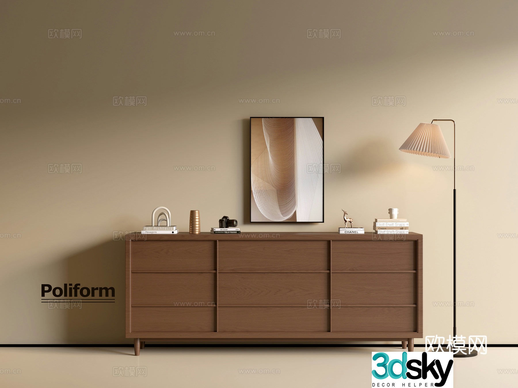 Modern wood grain cabinet ins wind minimalist wind cabinet whole cabinet sideboard balcony cabinet storage 3D model