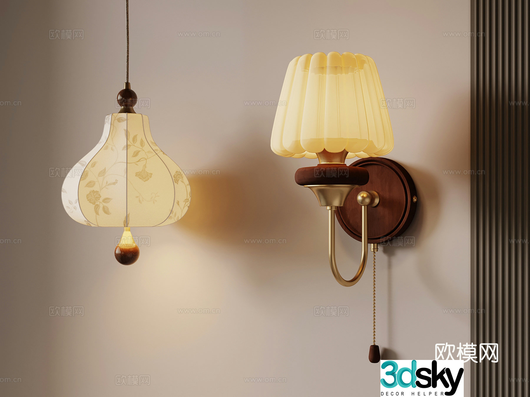French medieval wall lamp chandelier 3d model