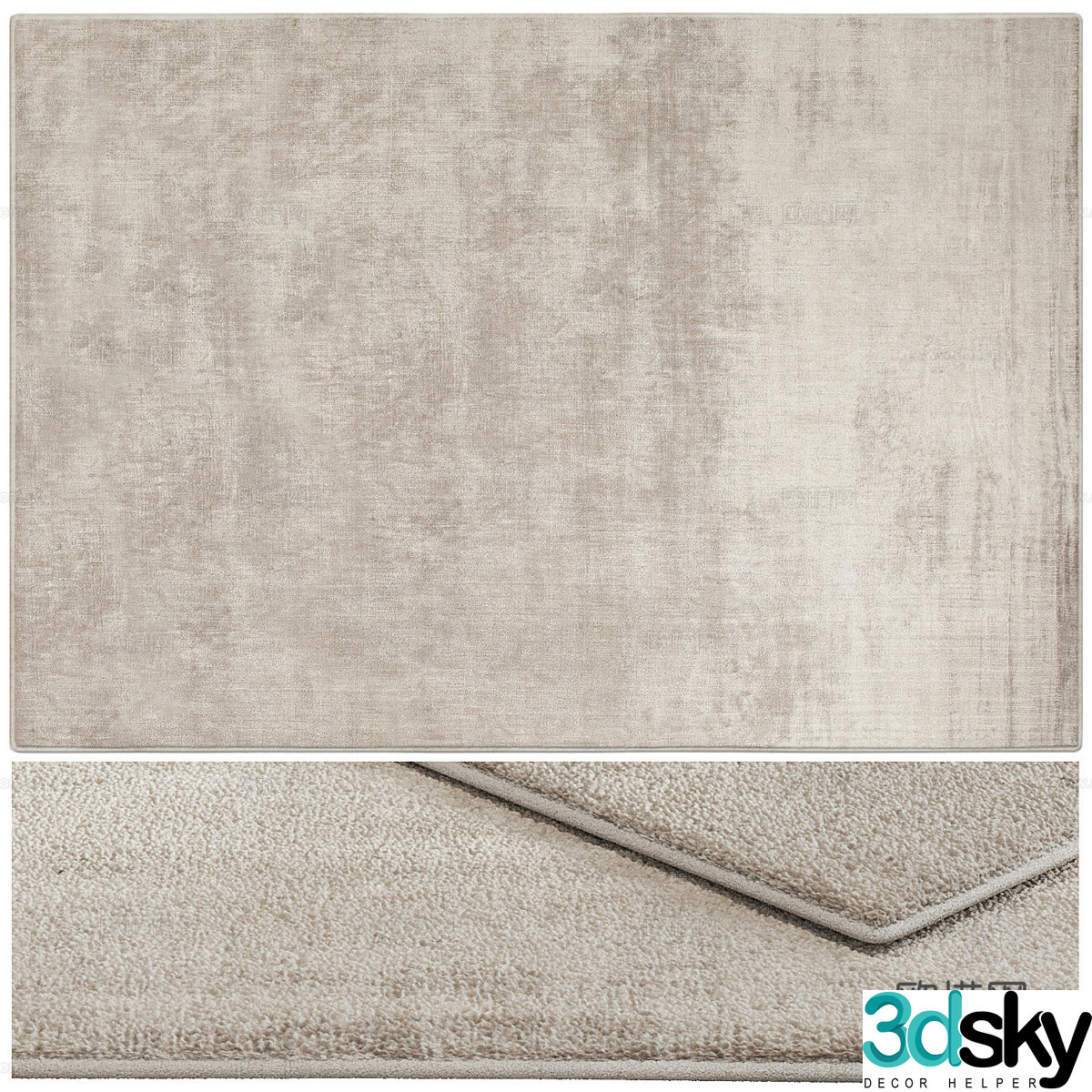 New Chinese style Wasabi wool fabric carpet 3D model