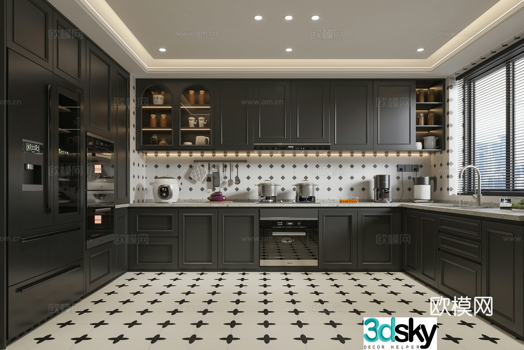 French enclosed kitchen 3d model
