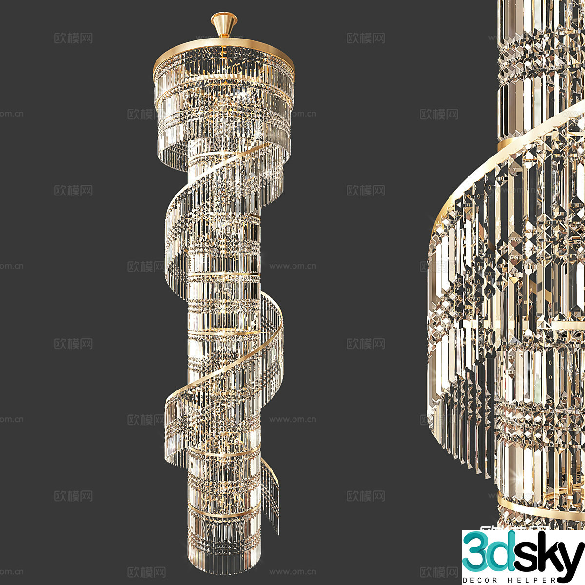Modern light luxury crystal craft chandelier 3d model