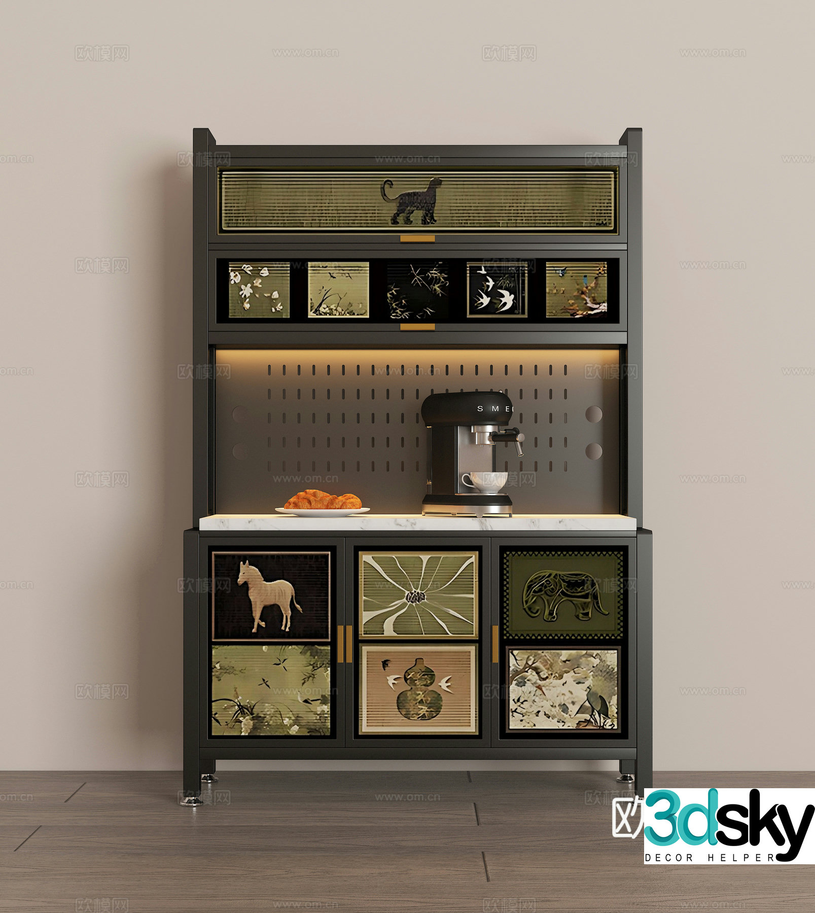 French retro pastoral sideboard 3D model