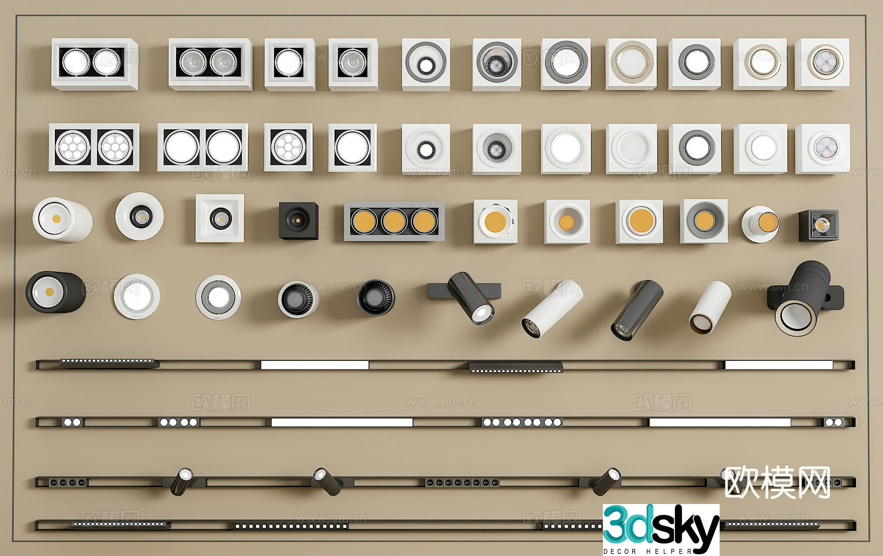 Track spotlight downlight linear lamp embedded downlight magnetic spotlight 3D model