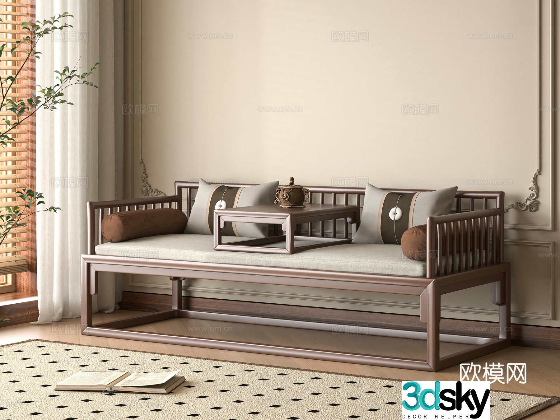 New Chinese Arhat Bed 3D Model