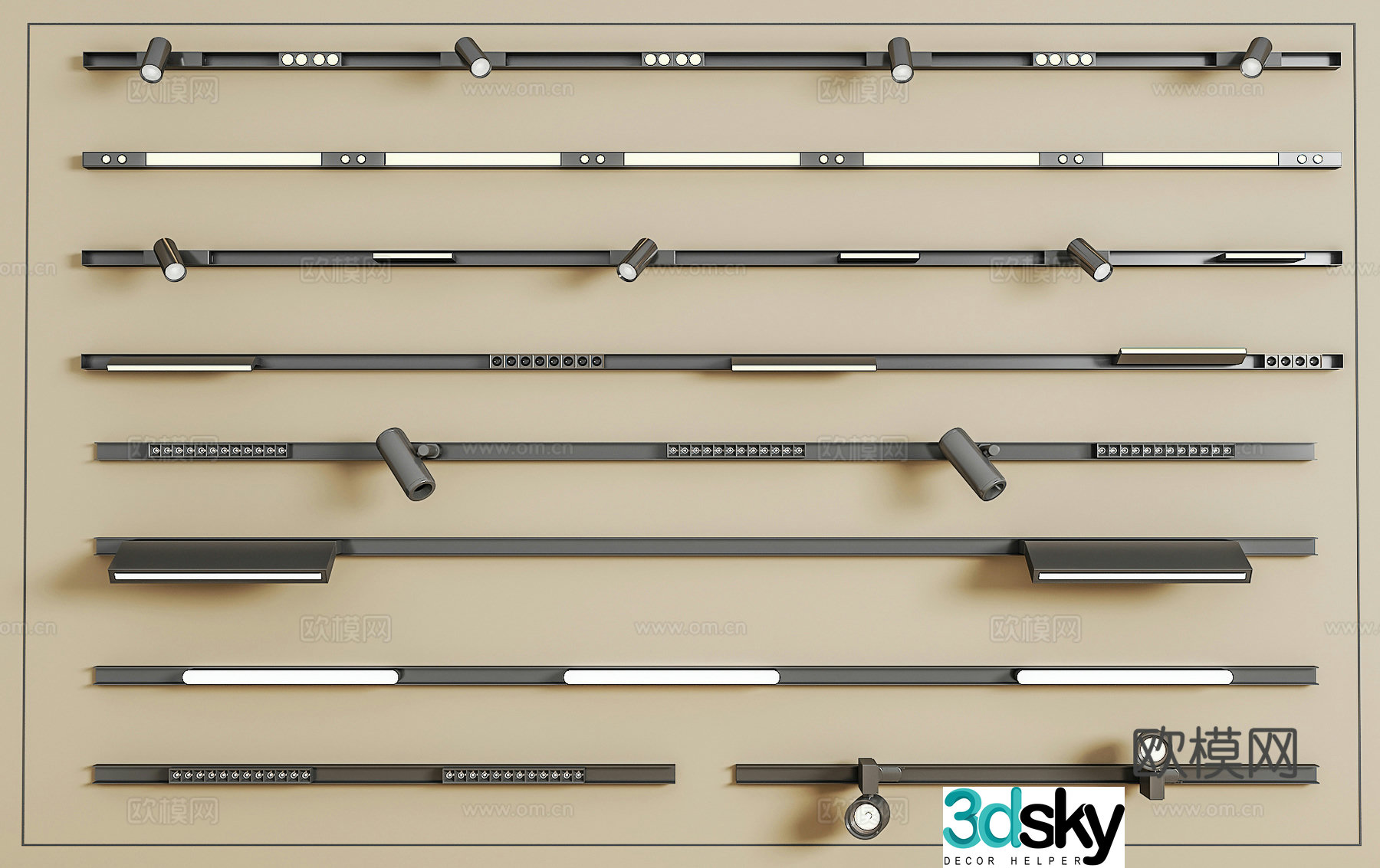 Track spotlight downlight linear lamp embedded downlight magnetic spotlight 3D model