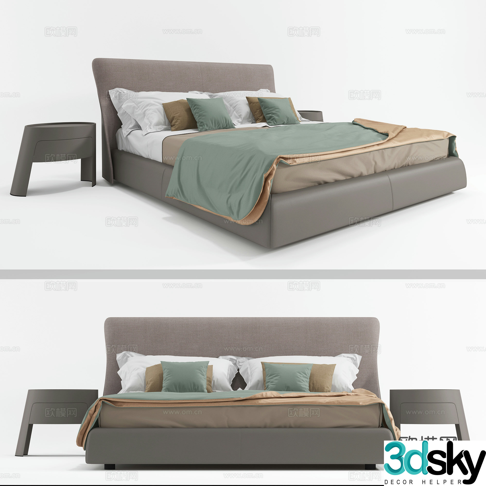 Modern double bed Double bed Bed nightstand Bed bed back Simple double bed Modern bed 3d model