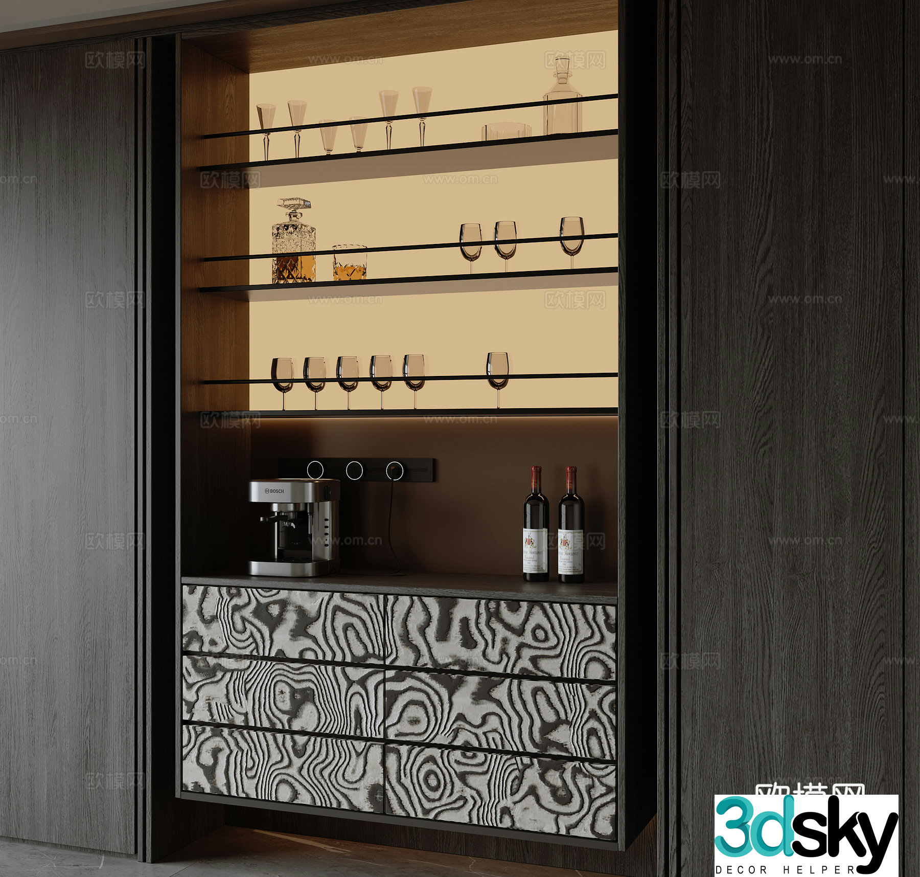 Modern Italian wine cabinet 3D model