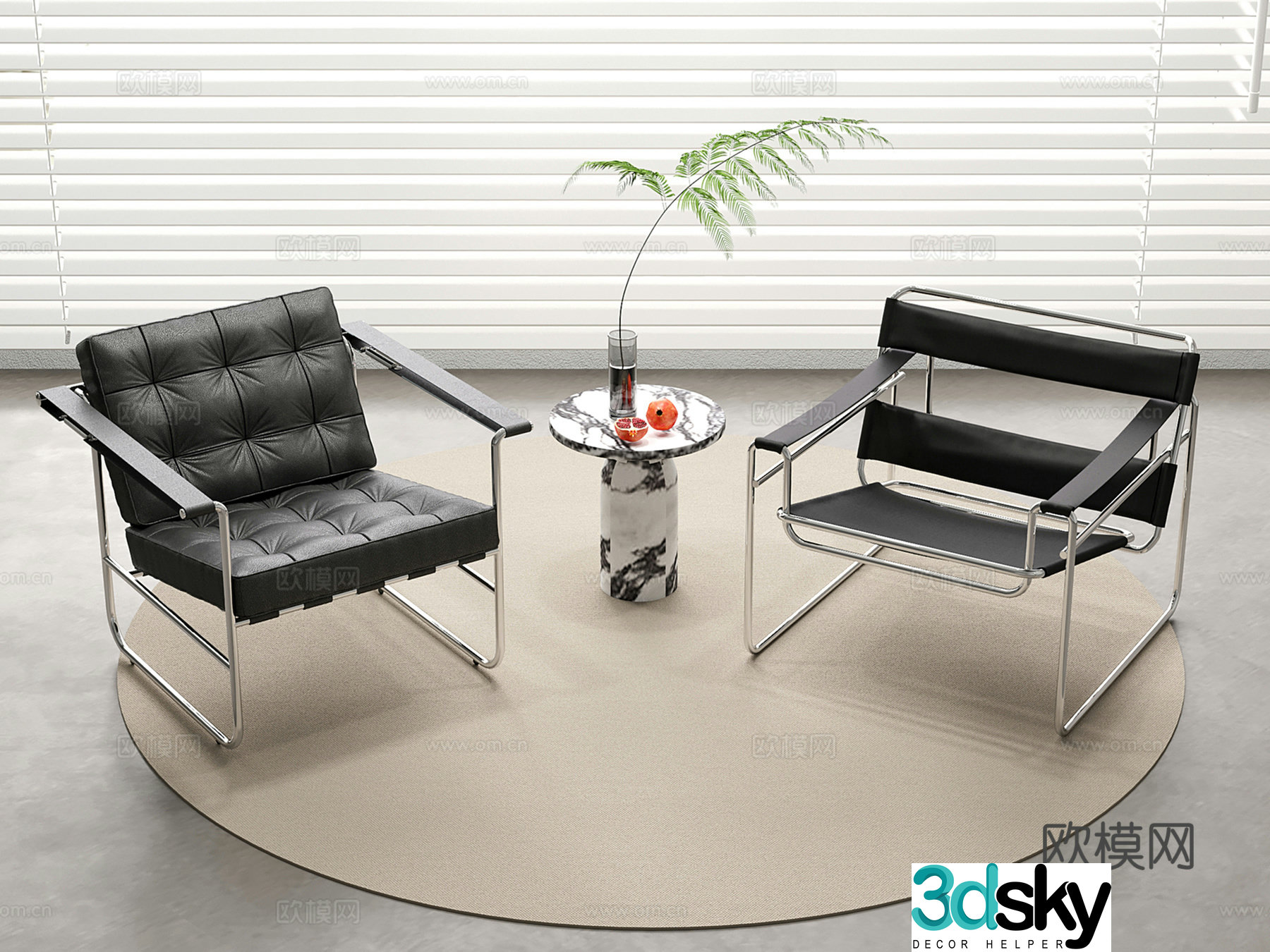 Modern metal lounge chair leather lounge chair 3d model