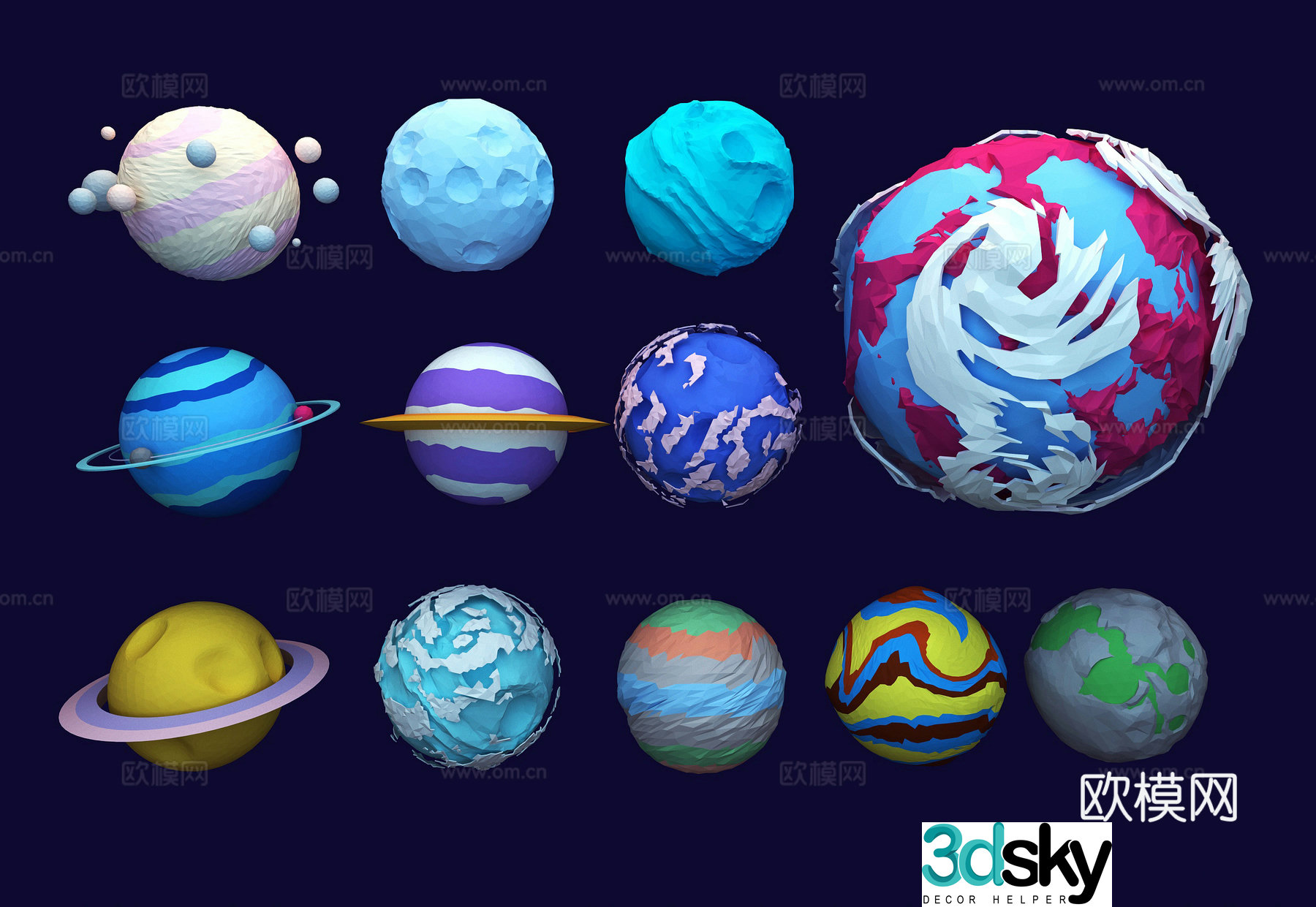 Planet Low-faced Planet 3D Model