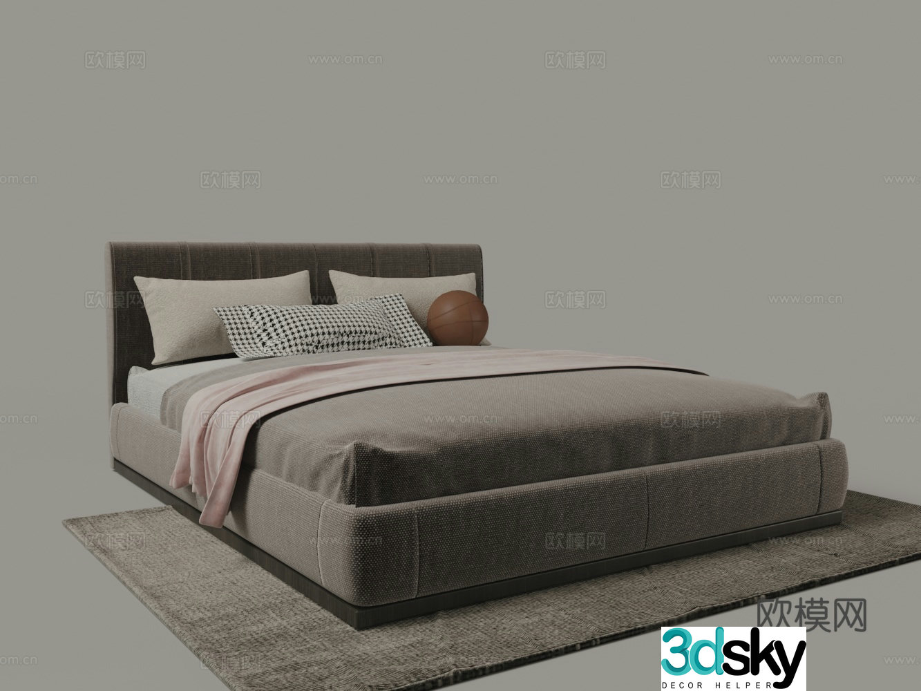 Modern fabric double bed 3d model