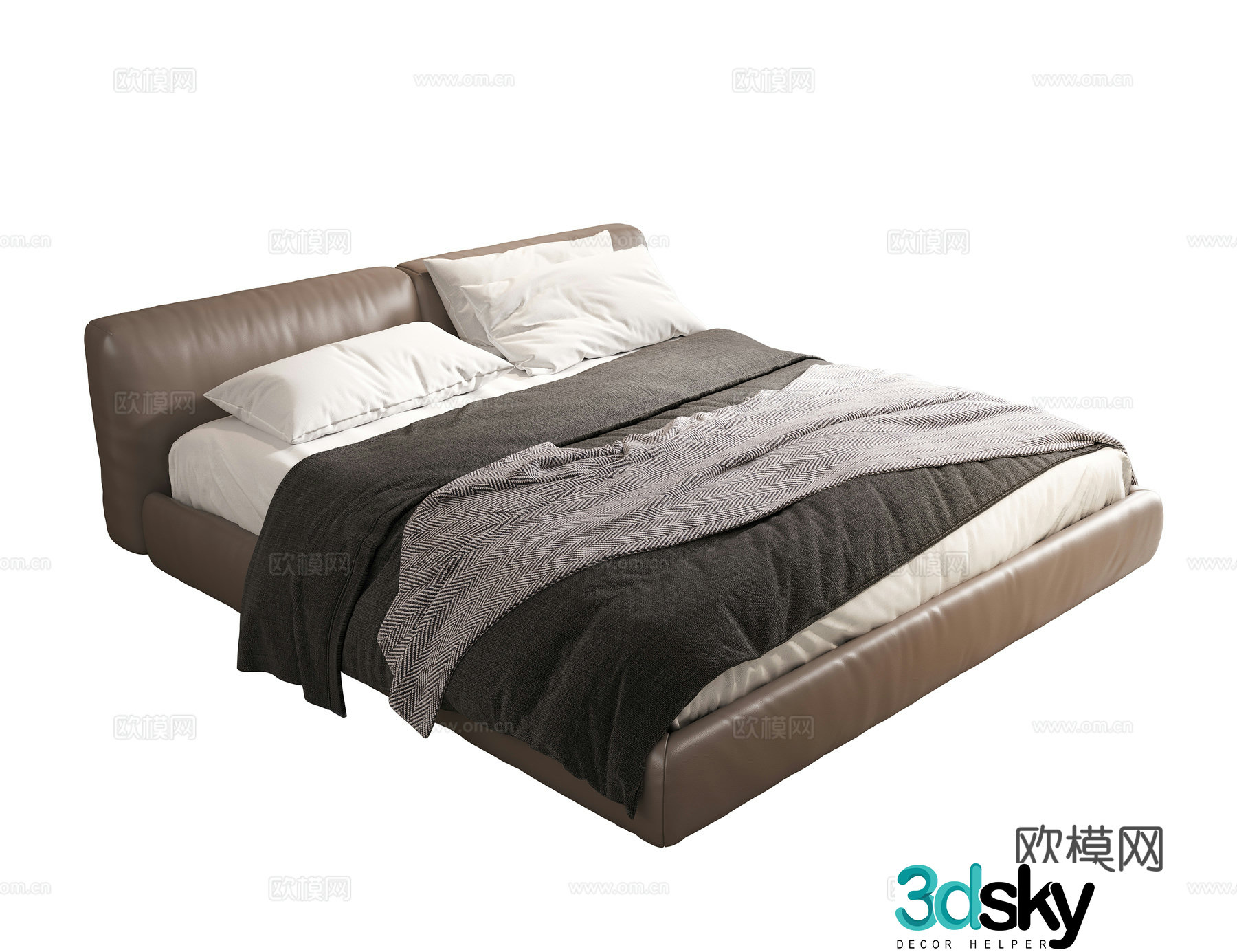 Modern Italian double bed Master bedroom bed Leather bed 3d model