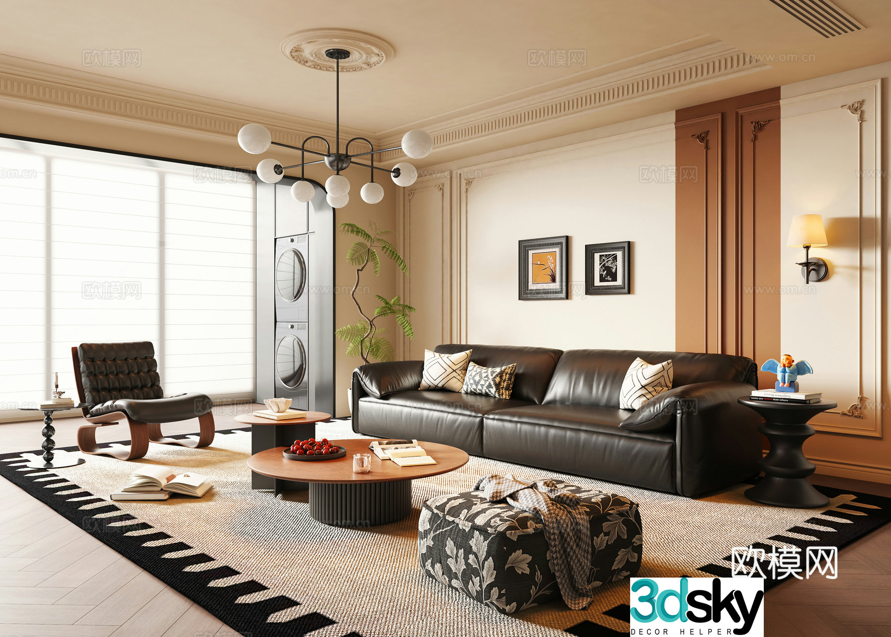 French medieval style living room 3d model