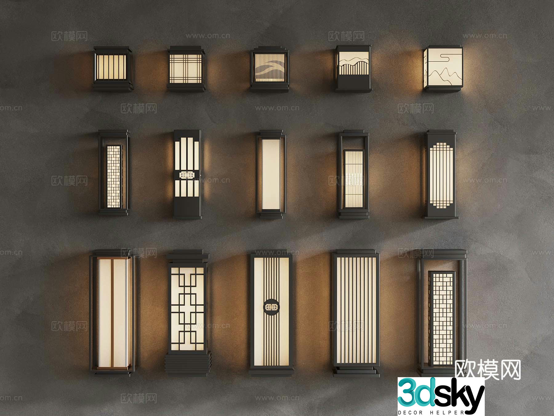New Chinese style courtyard lights outdoor lights floor lamp 3d model