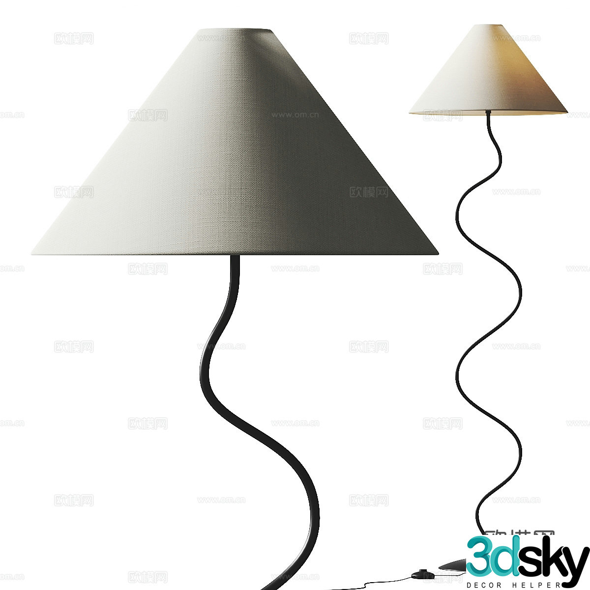 Modern Italian zigzag floor lamp 3d model