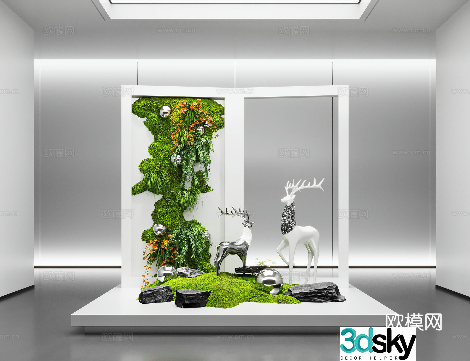 Modern interior landscape landscaping moss landscape landscape sketch plant landscape landscape sculpture 3d model