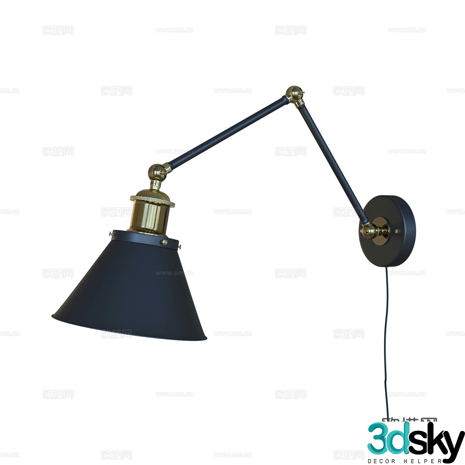 American simple metal wall lamp 3D model