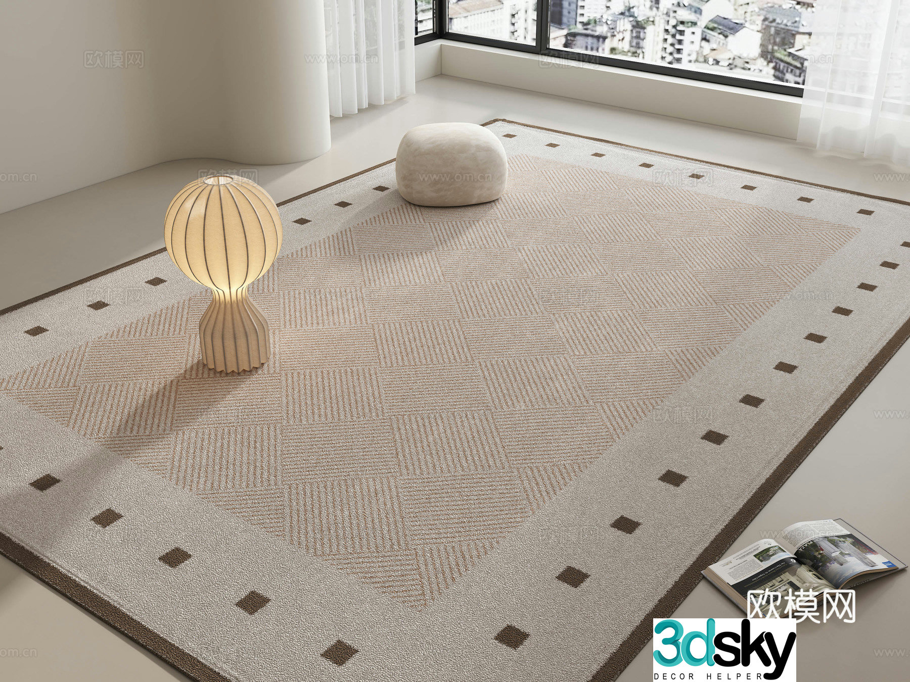 Carpet Medium style carpet Wasabi style carpet Cream style carpet Living room carpet Square carpet 3d model