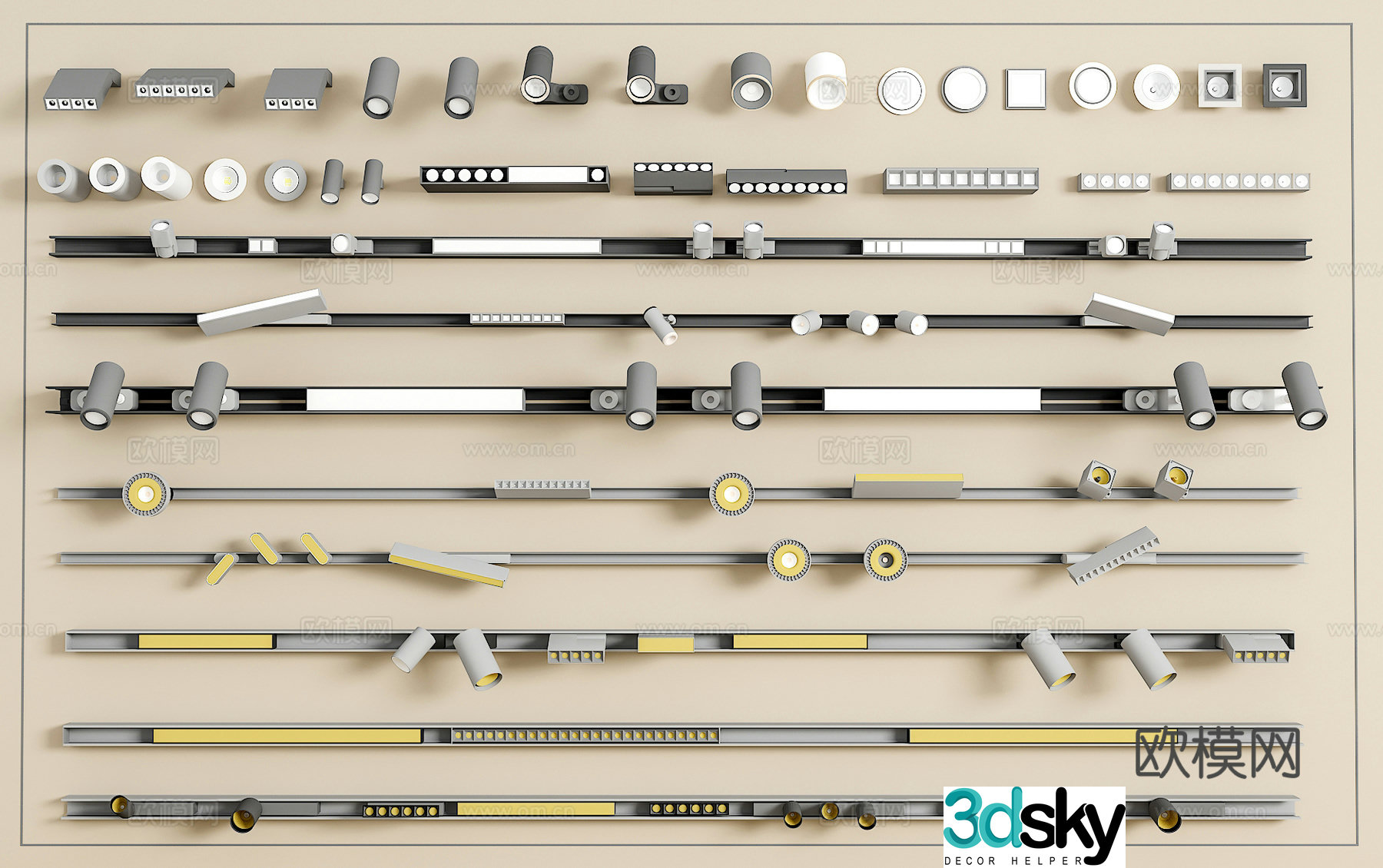 Track spotlight downlight linear lamp embedded downlight magnetic spotlight 3D model