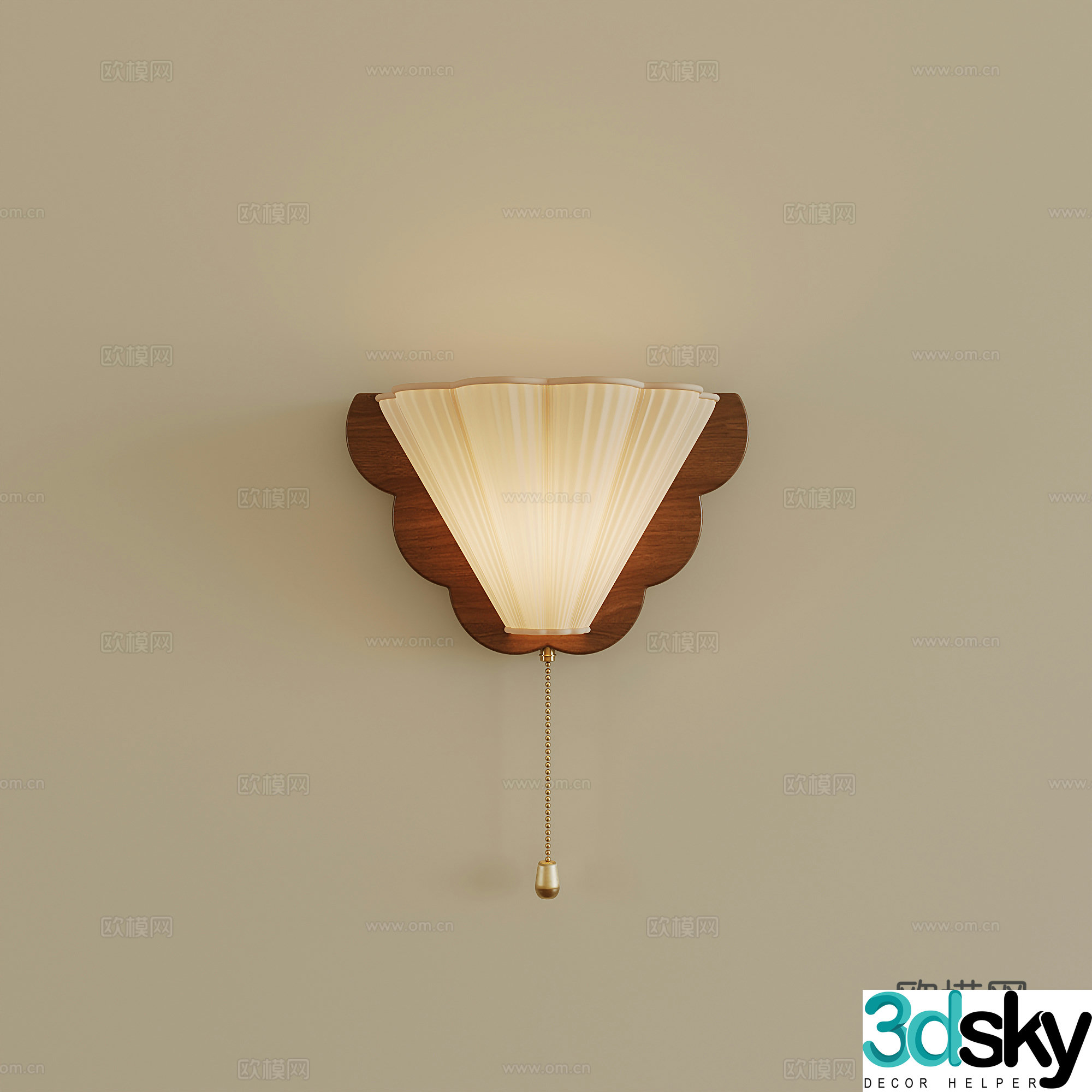 Middle-aged walnut wall lamp 3d model