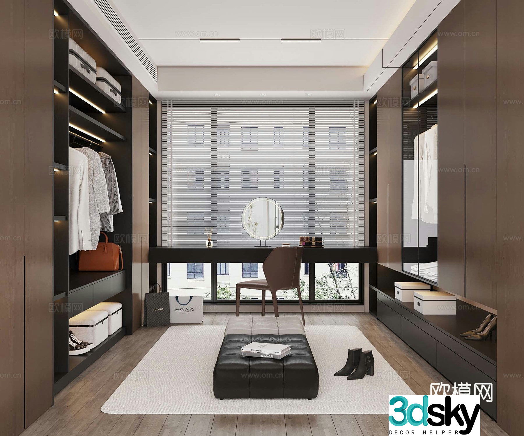 Modern Italian cloakroom Wardrobe Dressing table 3d model