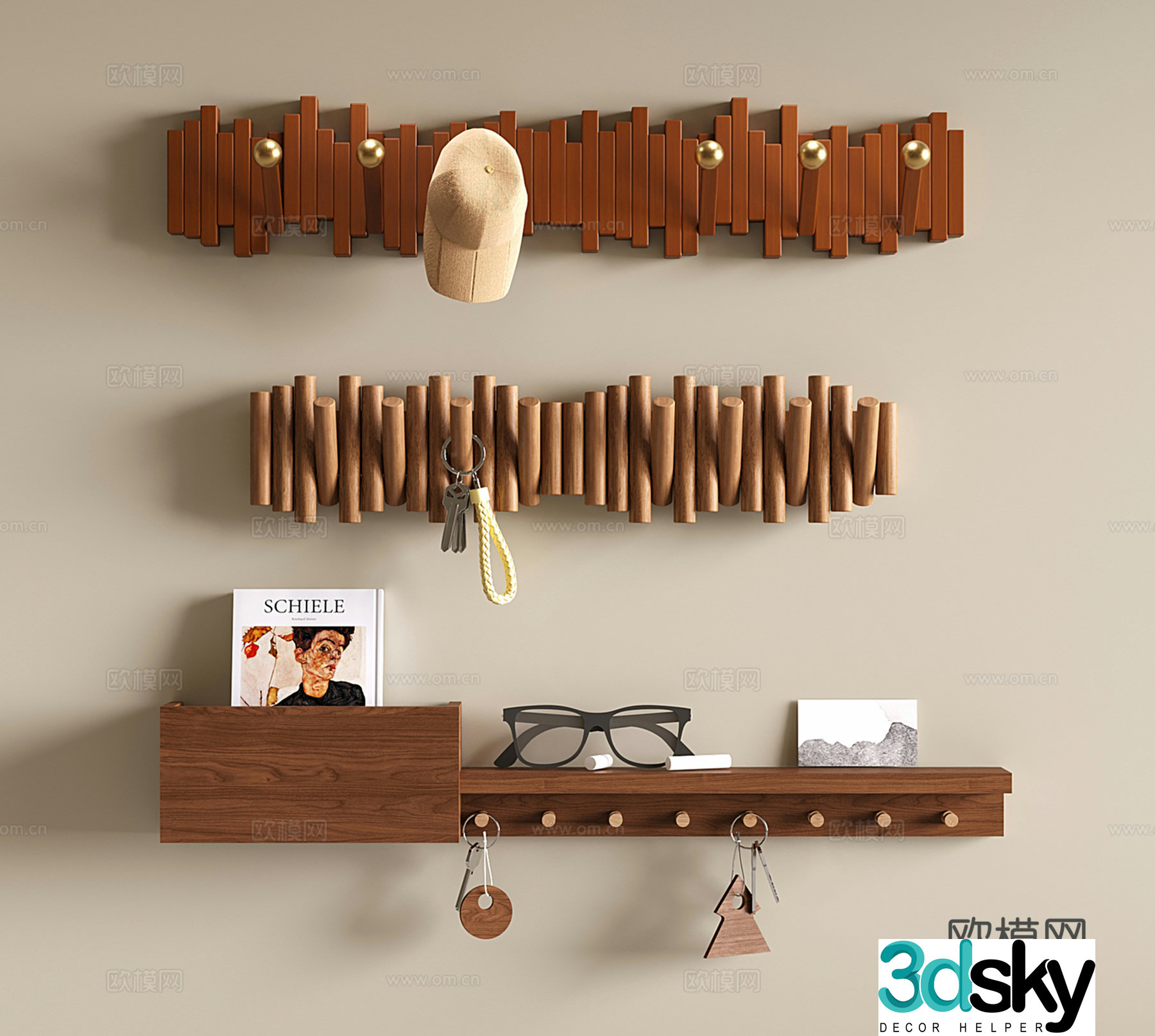 Middle-aged hook Coat hook Coat hanger 3D model