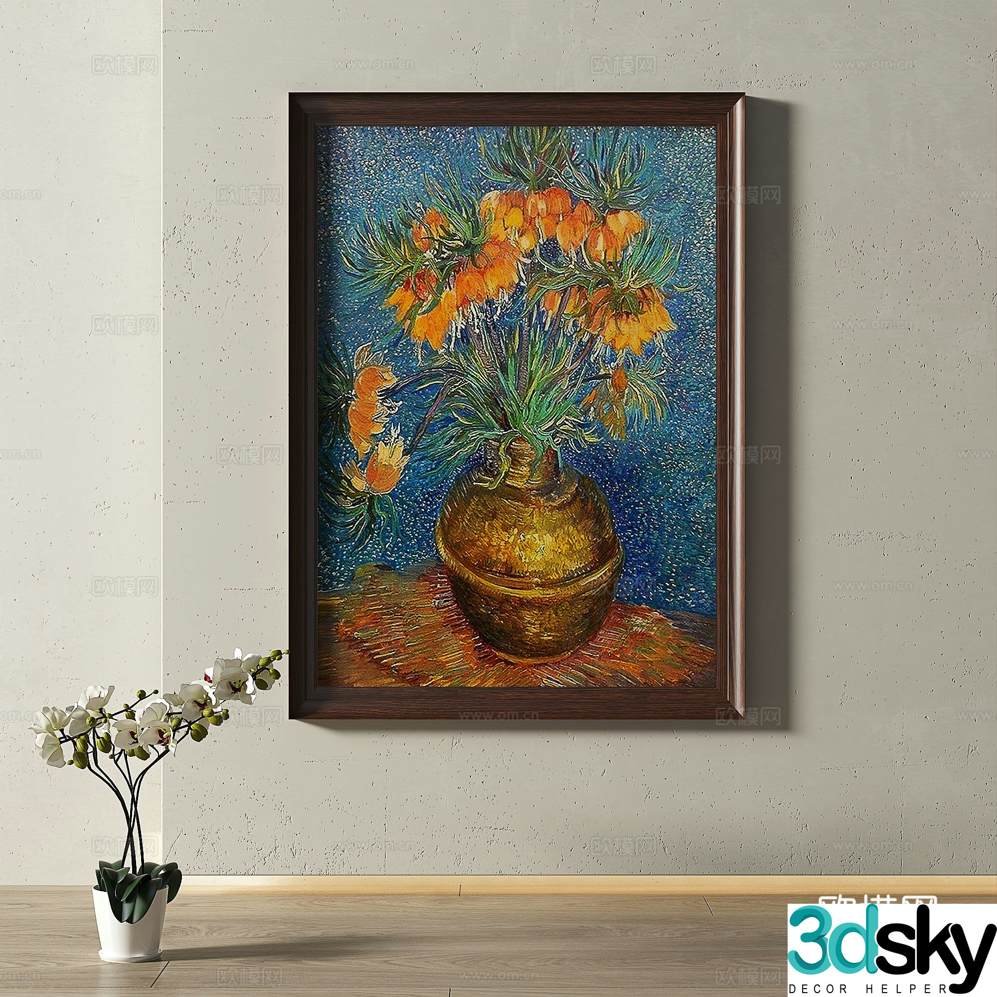 Modern French retro medieval light luxury oil painting decorative painting 3d model